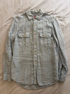 Vineyard Vines Linen Button-Up, Small, Light Blue
